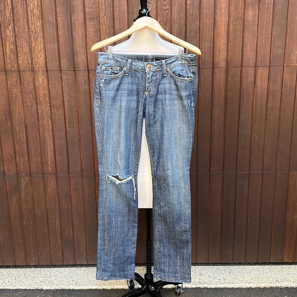 People’s Liberation Janine Flare low rise denim jeans size 28, star pockets